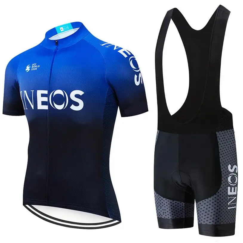 Командный, черный, белый, INEOS PRO, для велоспорта, Джерси, нагрудники, шорты, костюм, Ropa Ciclismo, мужская летняя быстросохнущая одежда для велоспорта - Цвет: Синий
