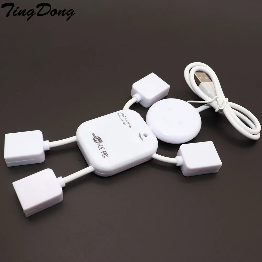 Высокоскоростной концентратор USB 2,0 с 4 портами, дизайн для куклы, для ПК, ноутбука, белый для подключения USB-мыши, жесткая фотография и игра