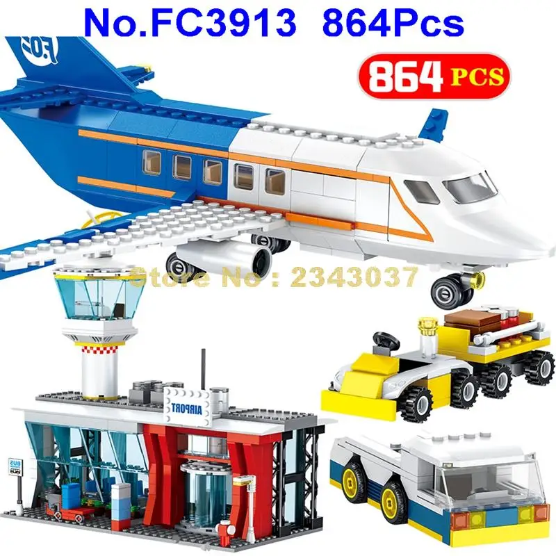 Fc3913 864 шт. городской аэропорта центр самолета Jet 8 строительные блоки игрушка |
