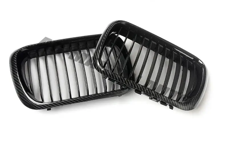 

UV polished real carbon fiber Car front bumper radiator mesh grille works auto grills for BMW 5 series E39
