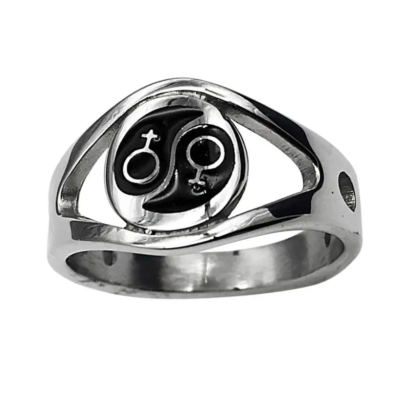 Декоративное кольцо для геев из нержавеющей стали на палец с символом лесбиянок