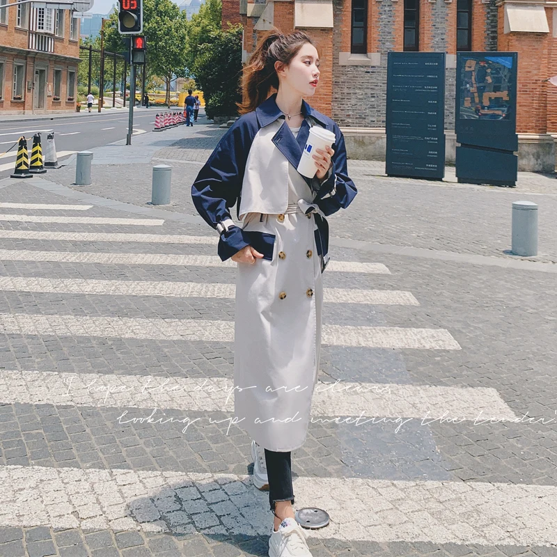 

Тренчкот женский классический, модная Повседневная ветровка средней длины в британском стиле, весна-осень 2022