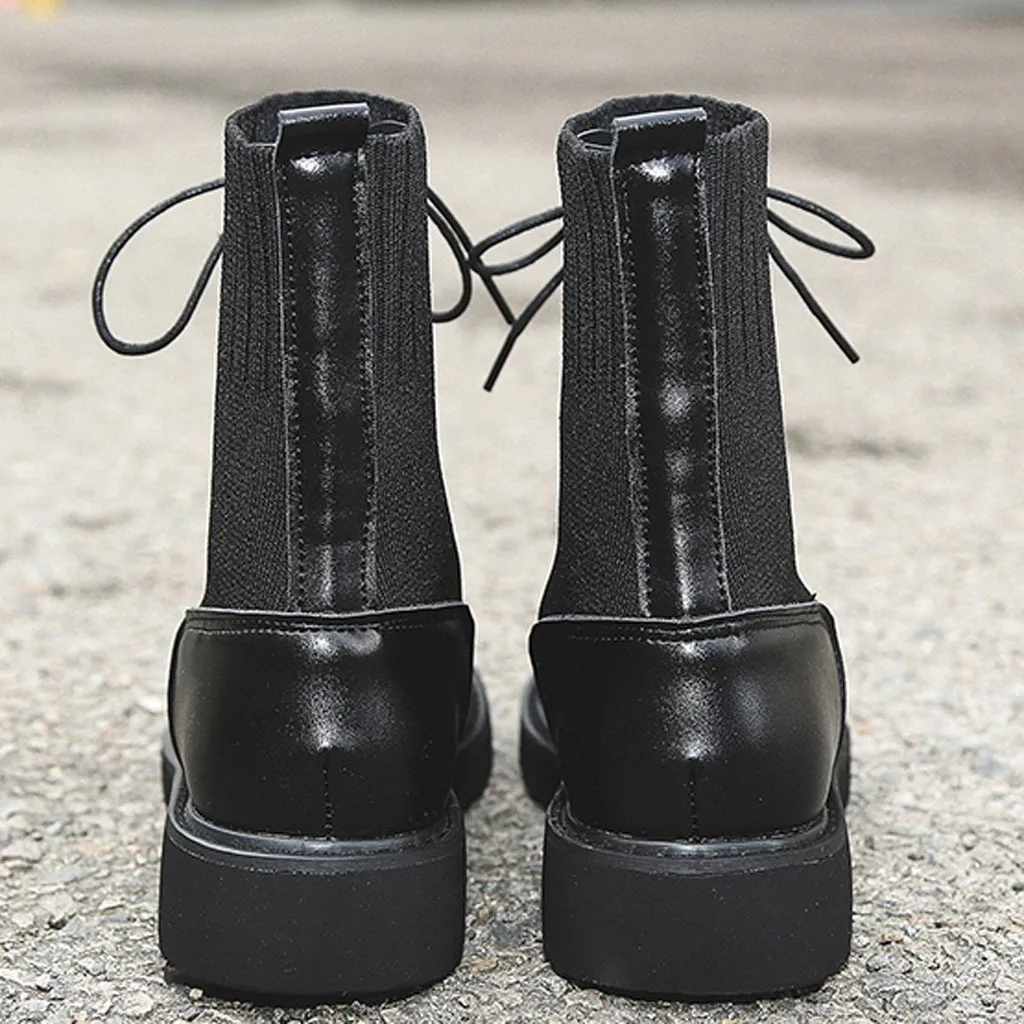 SAGACE классические черные кожаные ботильоны на шнуровке Para Mulheres Ботинки martin