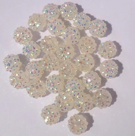 

DHL free+ gift wholesale 12* 10 mm clear White loose DIY Disco Resin crystal ball Bead tdr32