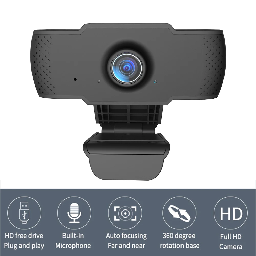 

USB Mini Computer Camera Full HD 1080P Webcam Built-in Microphone Flexible Rotatable for PC Computer