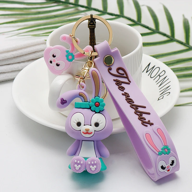 Брелки для ключей с изображением кролика розового фиолетового серого цветов |