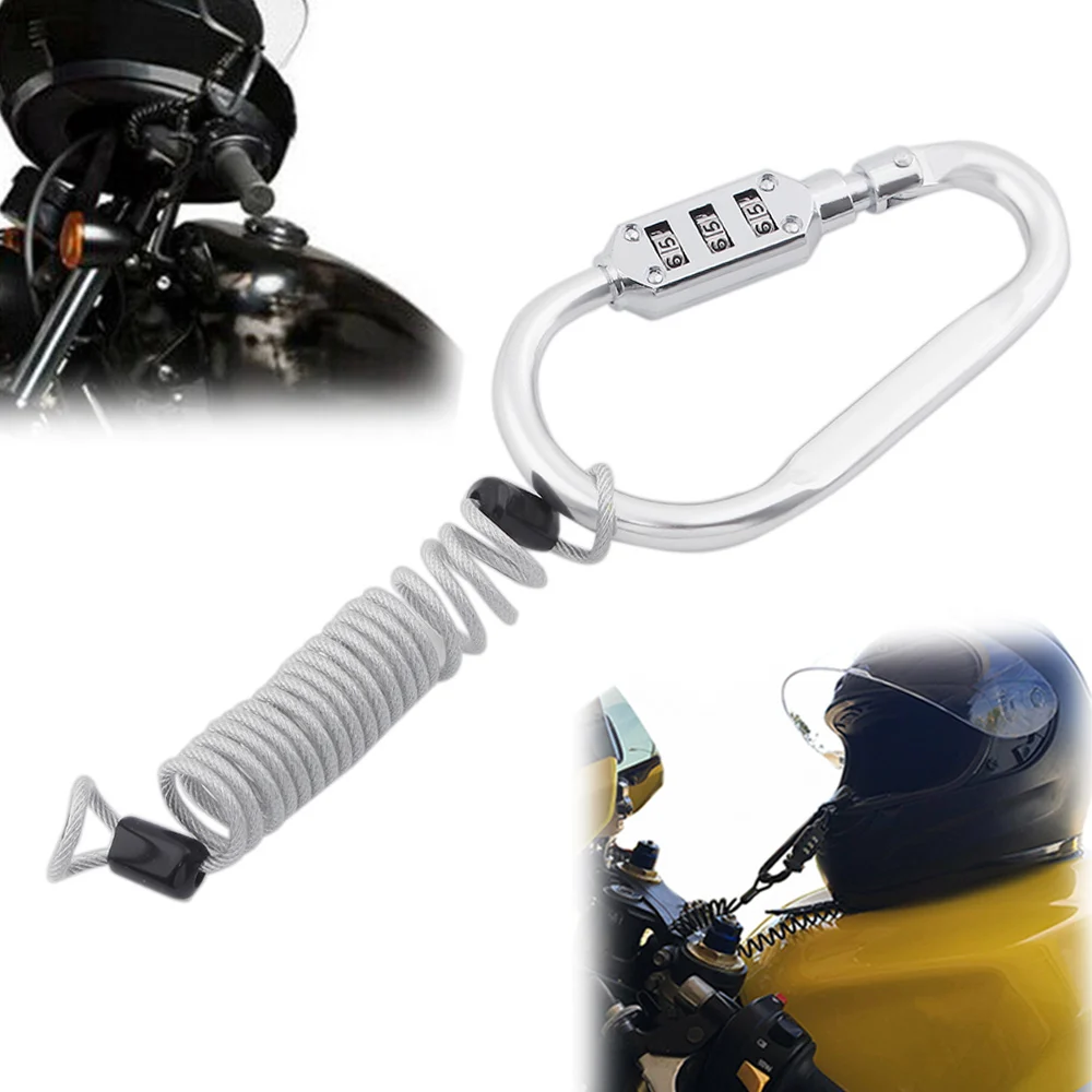 

Universal Anti Theft Bike Motorcycle Helmet Lock W/ Resettable Code PIN Spring Combination Lock Climbing Hook For scooter