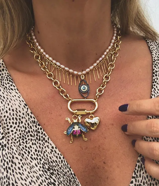 Карабинный замок в стиле бохо для женщин теннисная цепь с пресноводным жемчугом