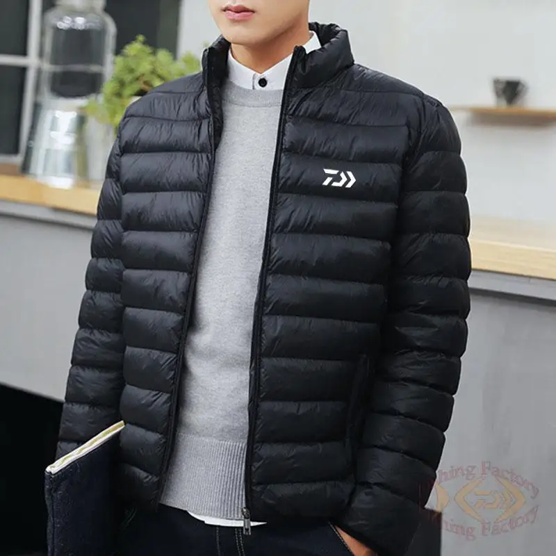 

New Daiwa Fishing Clothing Winter Casual Solid Zipper Fishing Clothes Men Keep Warm Black Blue Full Sleeve Slim Fit Fishing Wear
