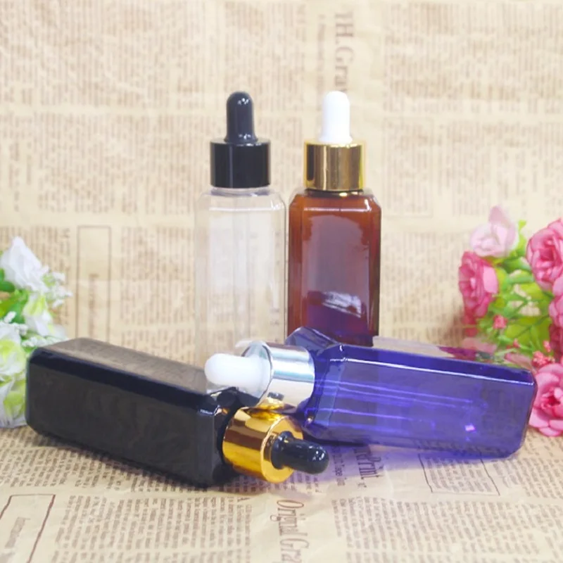 100ML Essential Oil Dropper Bottle PET Plastic Cosmetic Container Square Perfume Serum Empty Packaging 30pcs | Красота и здоровье