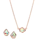 2021 Новый Радужный AB Цвет Стеклянный пятиугольник коготь драгоценный камень геометрические серьги-гвоздики и ожерелье Ювелирный Комплект для женщин