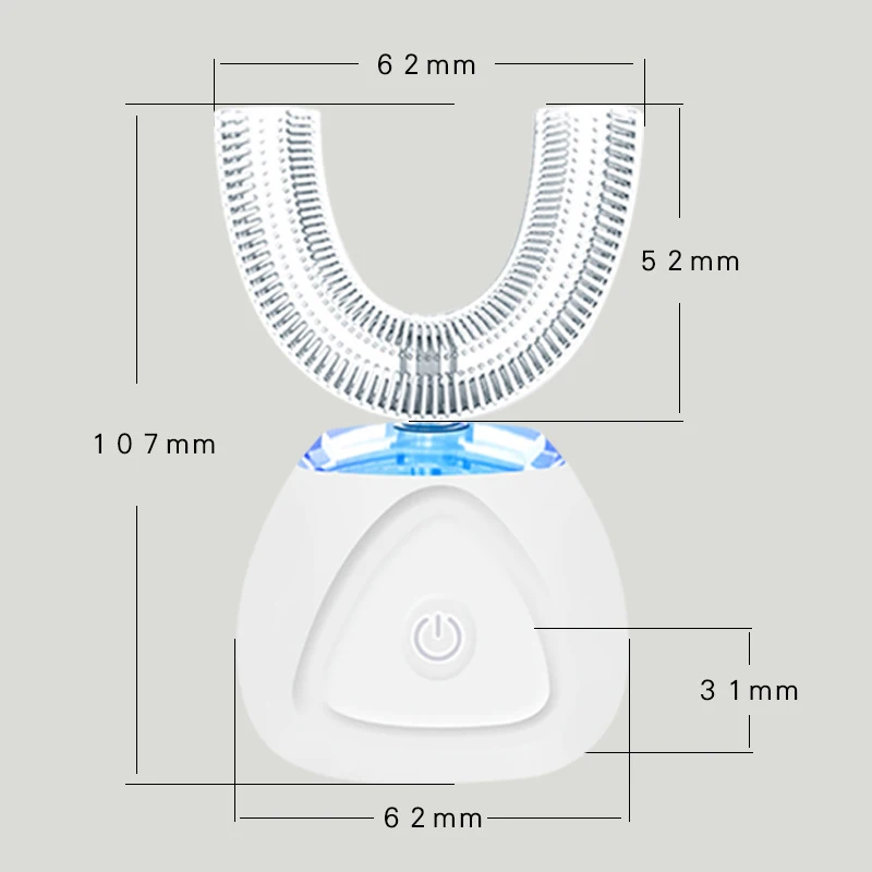 

360 Degrees U Type Intelligent Automatic Electric Toothbrush 3 Modes Wireless Charging Blue LED Light Deep cleaning whitening