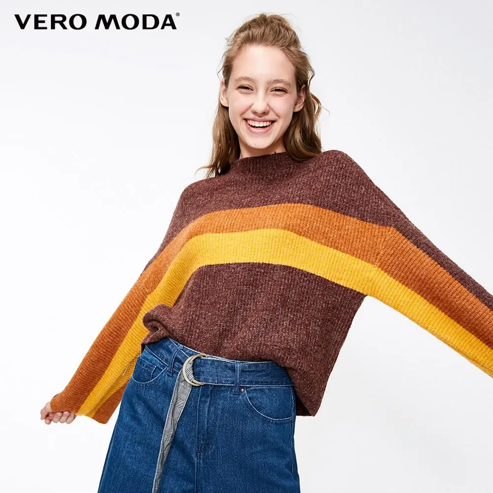 Bitter chocolate mel Vero Moda свитер женский женский свободный свитер в полоску с открытыми плечами | 318413531 - Цвет: Bitter chocolate mel