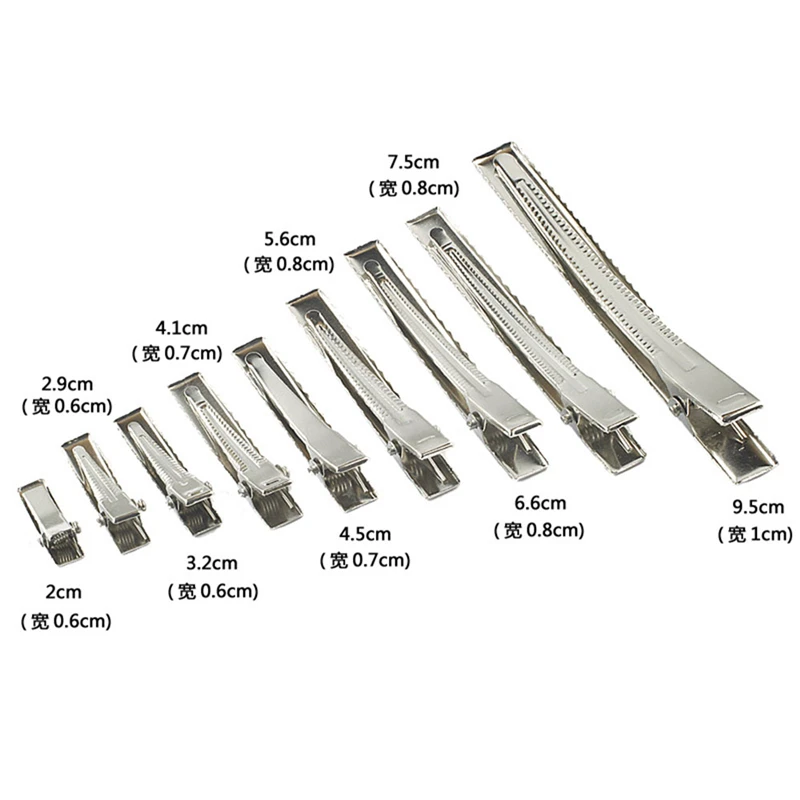 7 размеров серебряные плоские металлические зажимы типа крокодил с одним зубцом