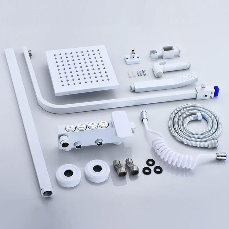 Кран-смеситель горячей и холодной воды для ванной комнаты белый ручной настенный