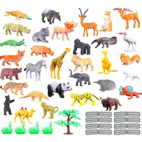 53 pieces of animal suit pvc simulation animal model toy mini jungle fence animal toy childrens educational learning toy gift