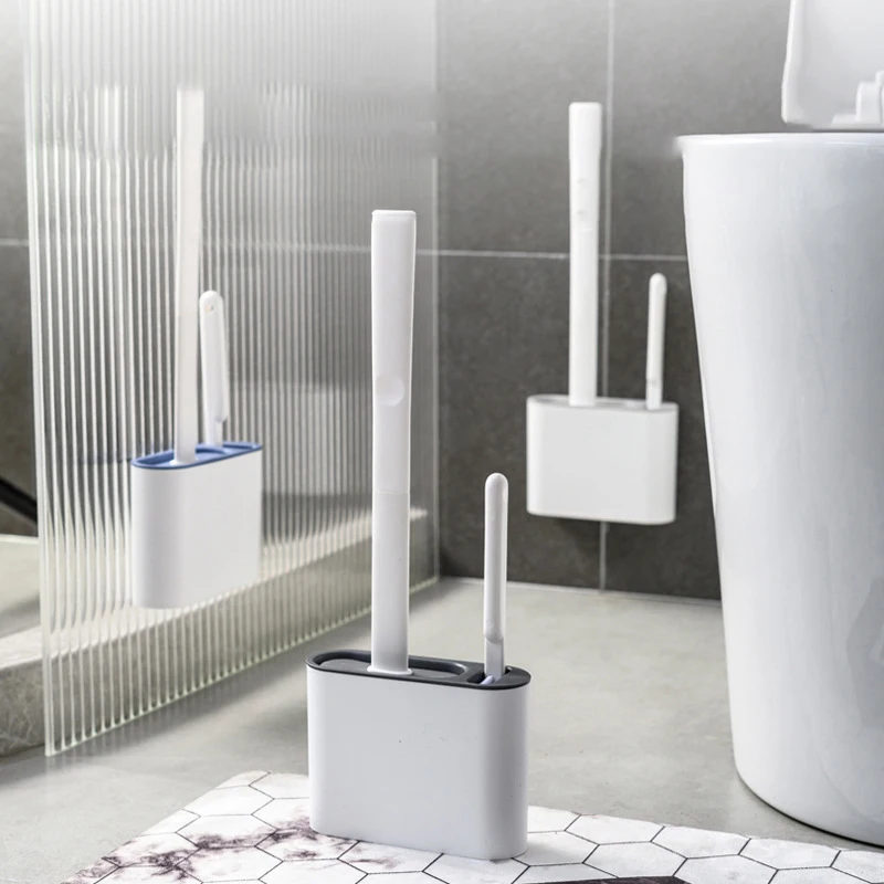 

ZHAYA Silicone Toilet Brush Wall-Mounted Floor-Mounted Cleaning Brush Drainage Cleaning Tool Household Bathroom Accessories Set