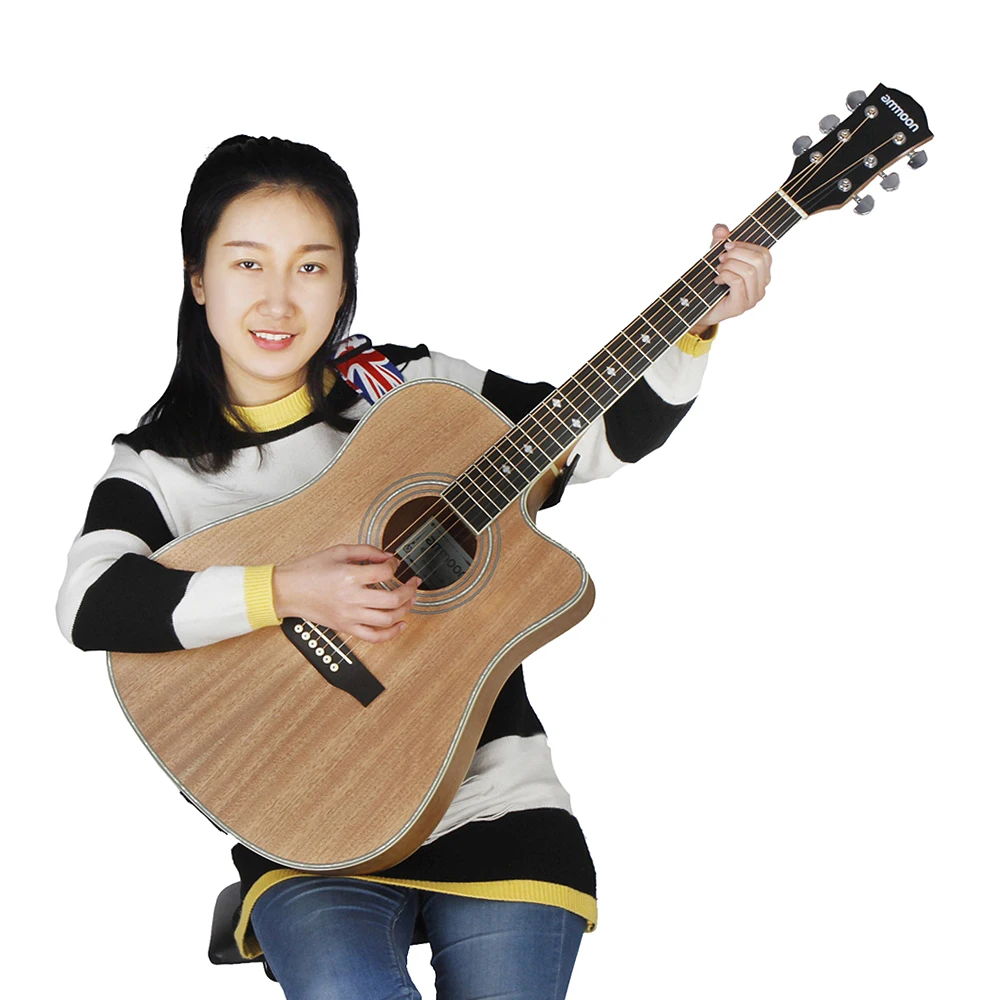 

ammoon 41" Cutaway Acoustic Folk Guitar Sapele Body Rosewood Fingerboard with Gig Bag Capo Tuner Cleaning Cloth Strings Guitar