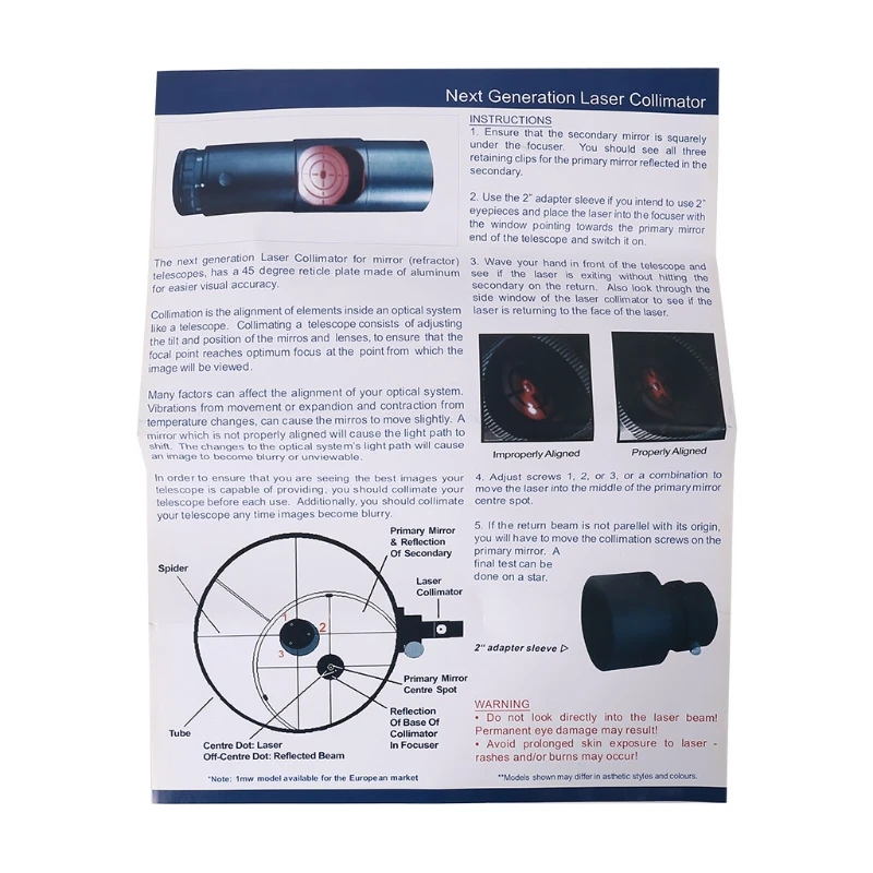 

1.25 Inches Telescope Collimator Seven Gears Adjustable Eyepiece with Adapter for Newtonian Reflector Telescope