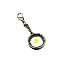 30pcs antique bronze pan fried egg charm bead with lobster clasp fit charm bracelet jewelry diy 17x45 5mm a 305b