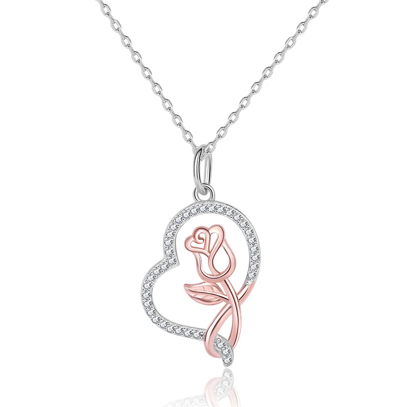 Xiaojing 925 Sterling Silver Rose Gold Heart-shaped Pendant Chain Necklace Fashion Jewelry Valentine Day Gift for Girl Wholesale | Украшения
