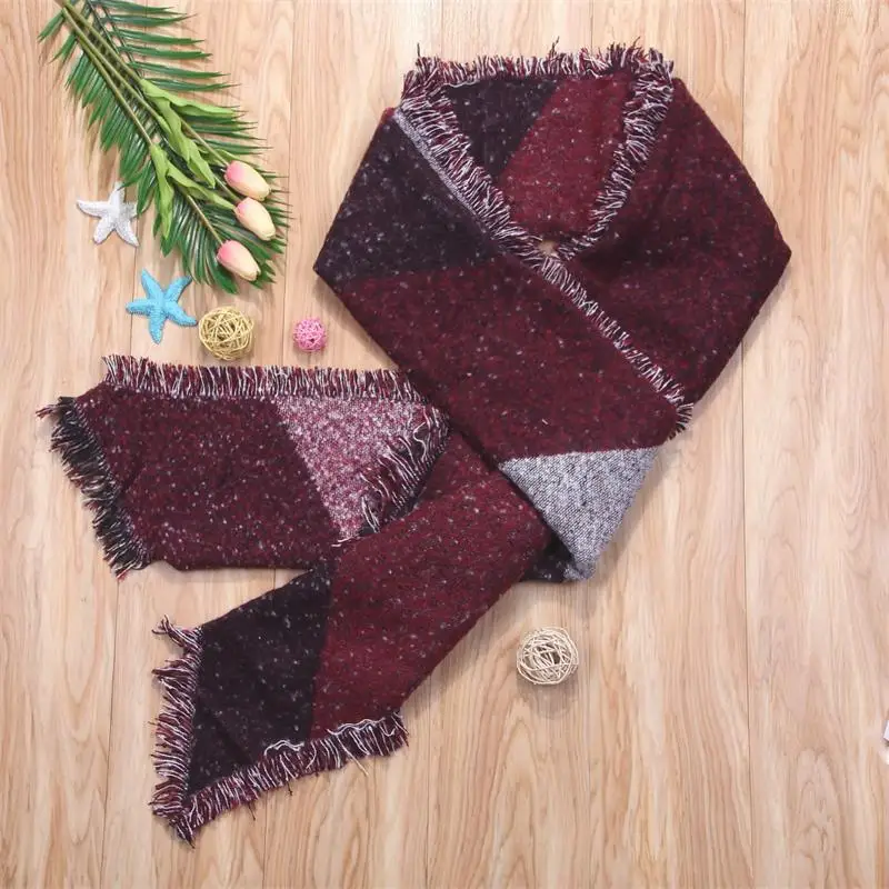 Теплые женские большие шарфы кашемир Зимняя смесь шерсти Длинный мягкий шарф