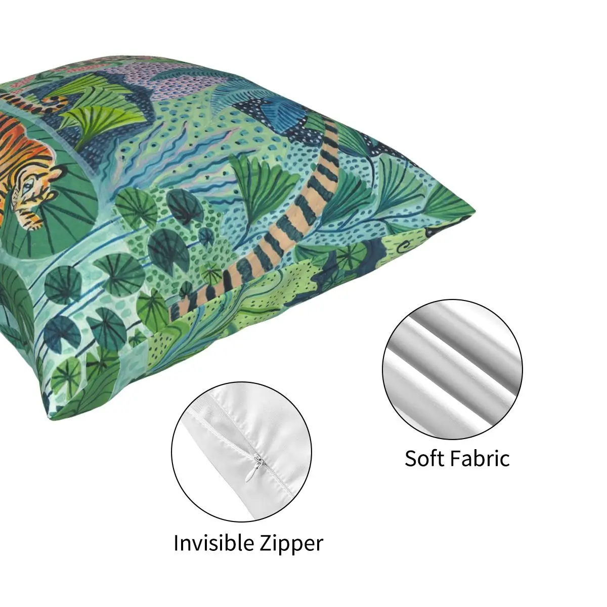 Джунгли тигр квадратная Подушка Чехол Ткань полиэстер с принтом на молнии Декор