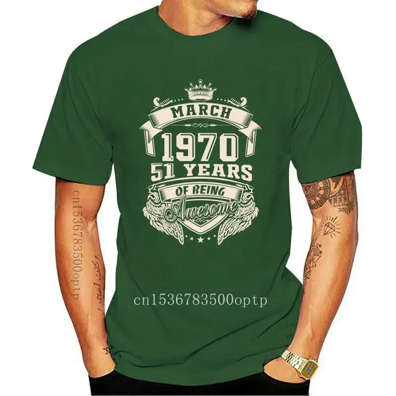 

Custom Logo Born In March 1970 51 Years Of Being Awesome T Shirt Plus Size Cotton Custom Short Sleeve T-shirt