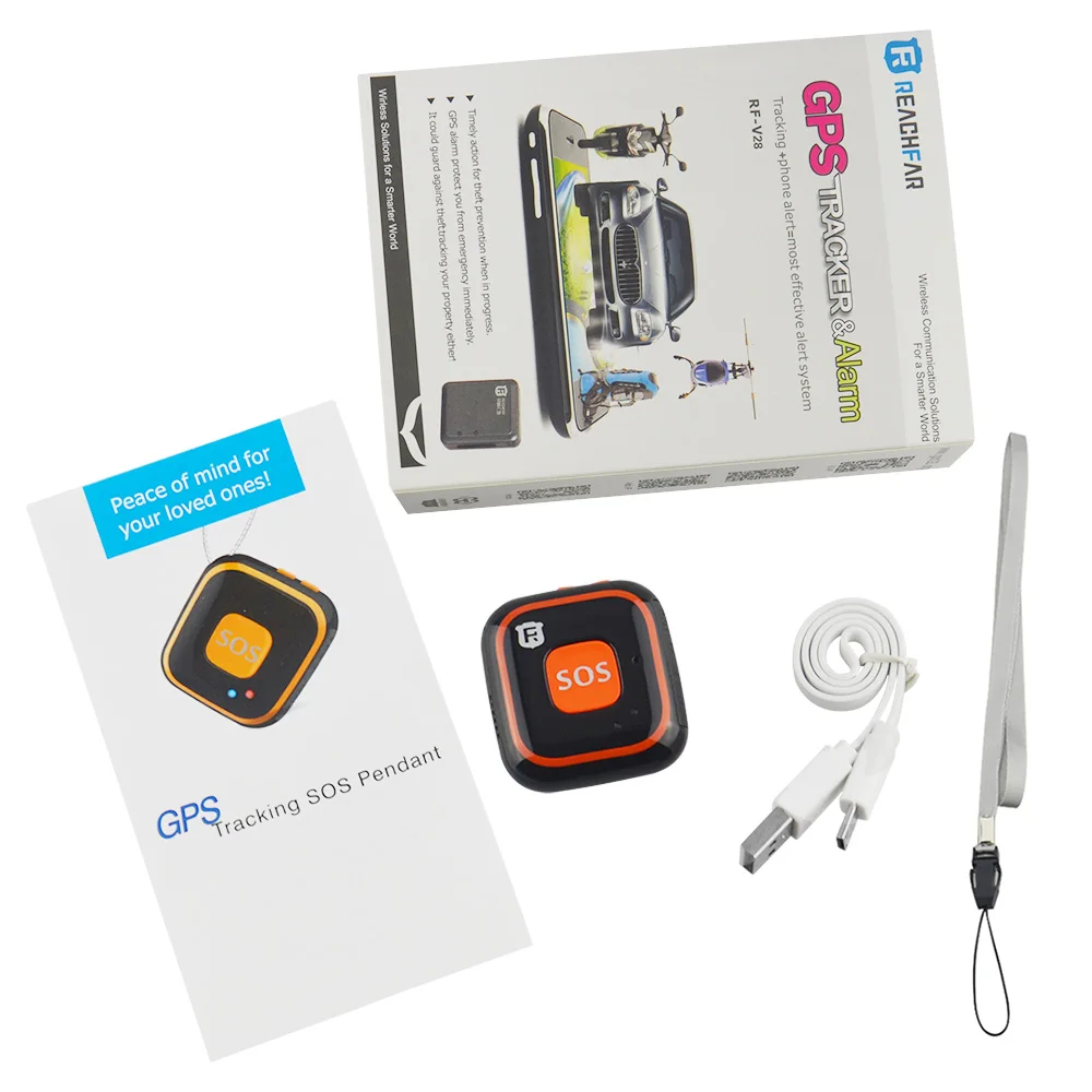 RF-V28, Детский gps трекер, детский мини gps локатор, персональное устройство слежения для детей, Wi-Fi, gps LBS A, gps отслеживание, двухсторонние звонки, сигнализация - Цвет: Black with box
