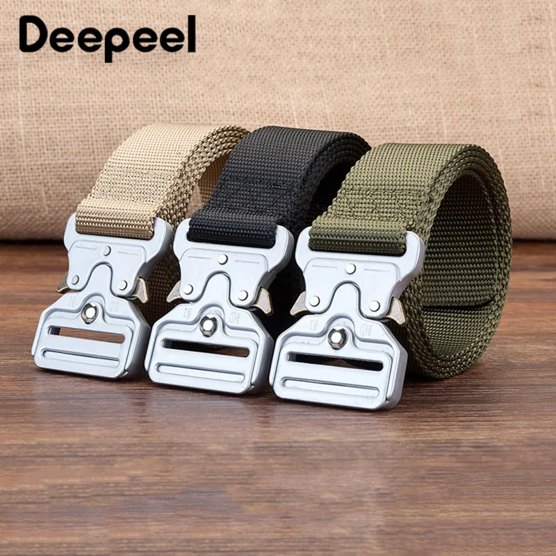 Мужские военные ремни Deepeel 1 шт. 135 x-см серебристая пряжка тактический холщовый