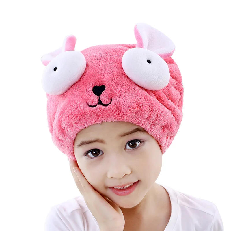 Микрофибра сухая шапочка для волос милая душа с большими глазами быстросохнущая