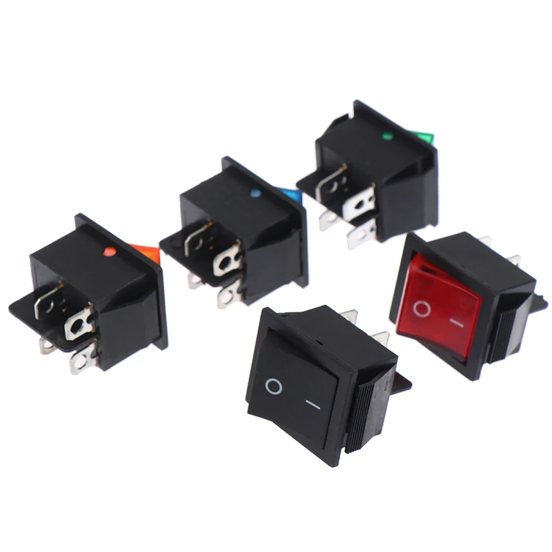 1 шт. 6A 250VAC кулисный переключатель 4pin вкл/выкл DPST 12V 220V красная лампа Black защелка
