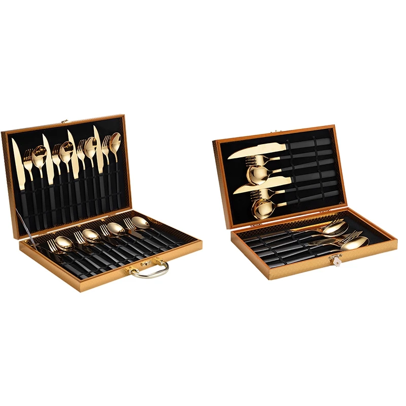 

Black Gold Western Tableware Set Stainless Steel Fork And Spoon