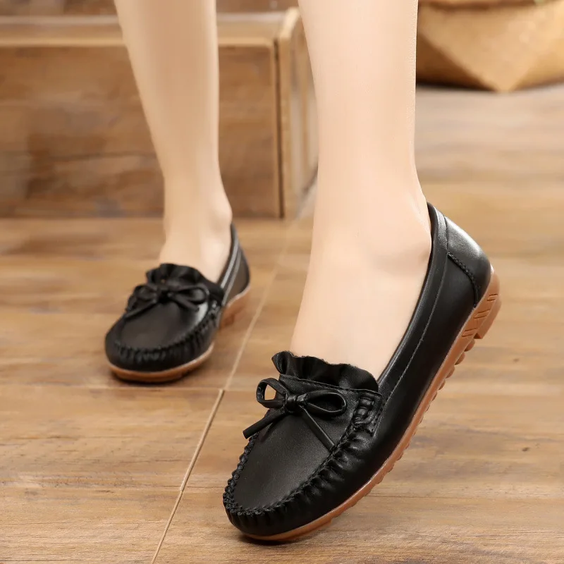 Мягкие женские туфли ZZPOHE ручной работы кожаные модные для мам Повседневные