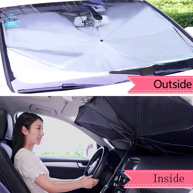

Foldable Car Sun Umbrella Easy Use Block Heat UV Sun Shade Umbrella for Windshield Protection Block Heat UV Parasol Car Umbrella