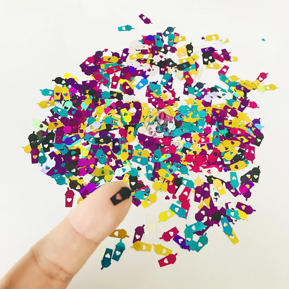 PrettyG 1 коробка разноцветная кофейная чашка Форма ногтей блестками и пайетками для