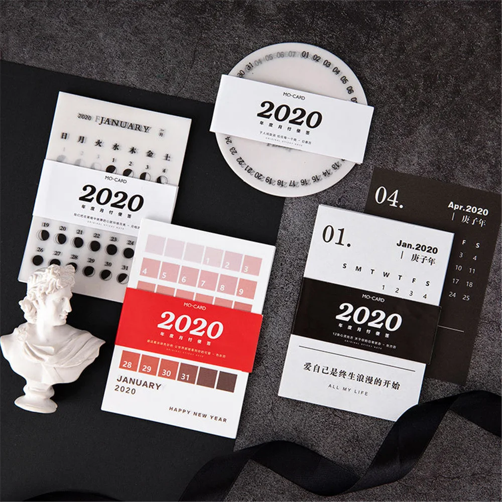 24 листа Ежемесячная оплата в 2020 серии блокнот кислотная бумага календарь заметки