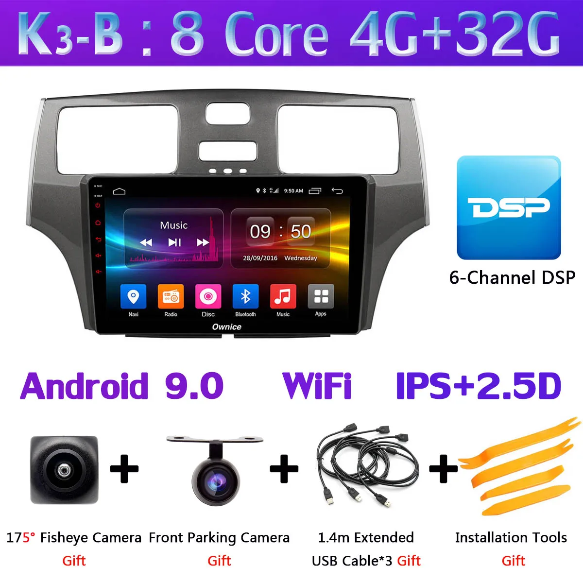 K3-B Ownice K1 K3 K5 K6 автомобильный dvd-плеер на основе Android для Lexus ES ES250 ES300 ES330 2004 2005 2006 автомобиль радио gps DSP Carplay 360 ° панорамный - Цвет: K3-B