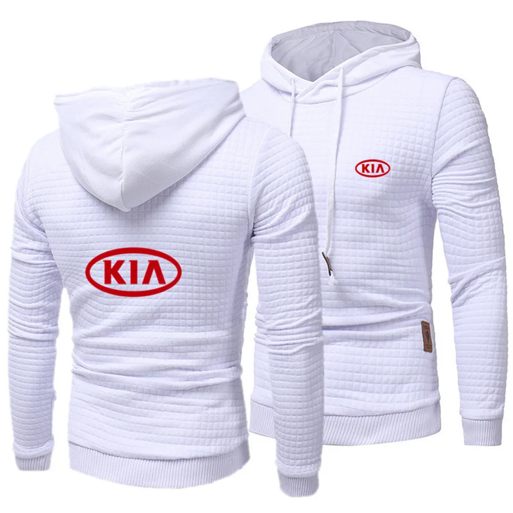 

KIA printed spring and autumn men's casual grain velvet plaid hoodie long-sleeved hooded pullover sweatshirt AI7