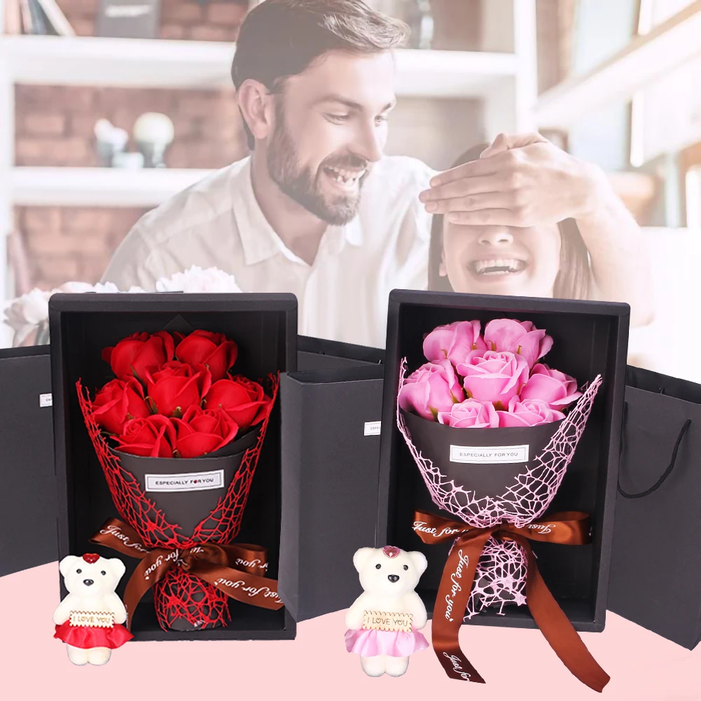 Имитация 7 цветов розы мыло подарок День Святого Валентина романтический цветок