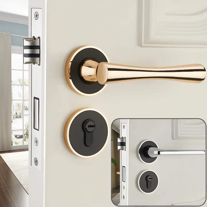 

European indoor bedroom door lock simple universal lock household mute toilet solid wood door lock handle