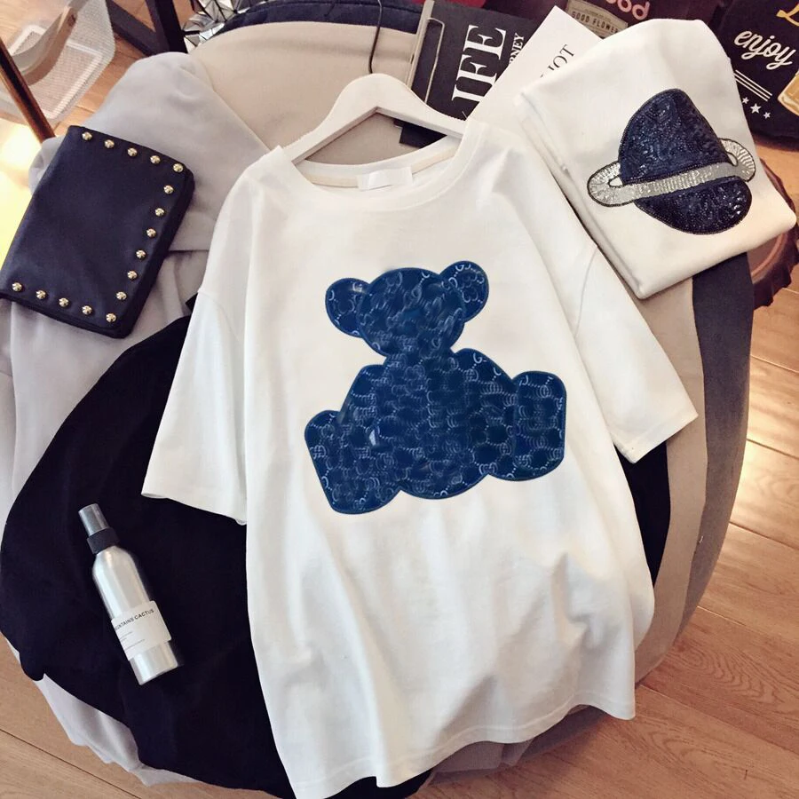 Новинка лета 2021 Непринужденная Милая футболка средней и длинной длины с коротким