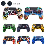 silicone protection anti slip cover for sony playstation 4 ps4 controller gamepad slim camo skin case with thumb stick grip cap