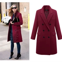 double breasted coat women wool 2021 winter fashion outfit plus size solid color overcoat thick warm woolen blends outwear s 4xl