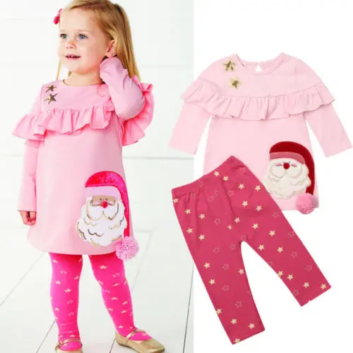 Рождественские комплекты одежды для новорожденных девочек топы из хлопка с
