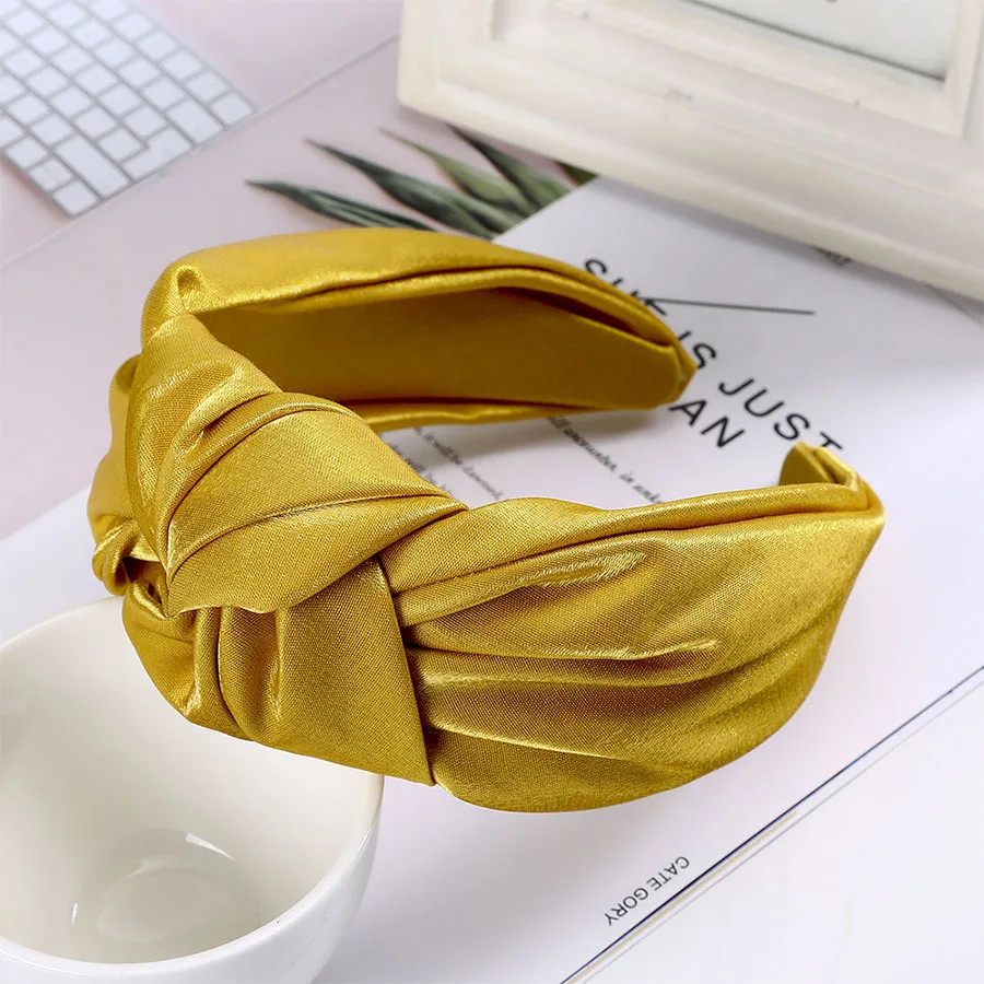 Haimeikang Fashion New Bezel Headdress Cross knotting Wide-brimmed Headband Autumn Winter Head Hoop Women Hair Accessories - Цвет: Цвет: желтый