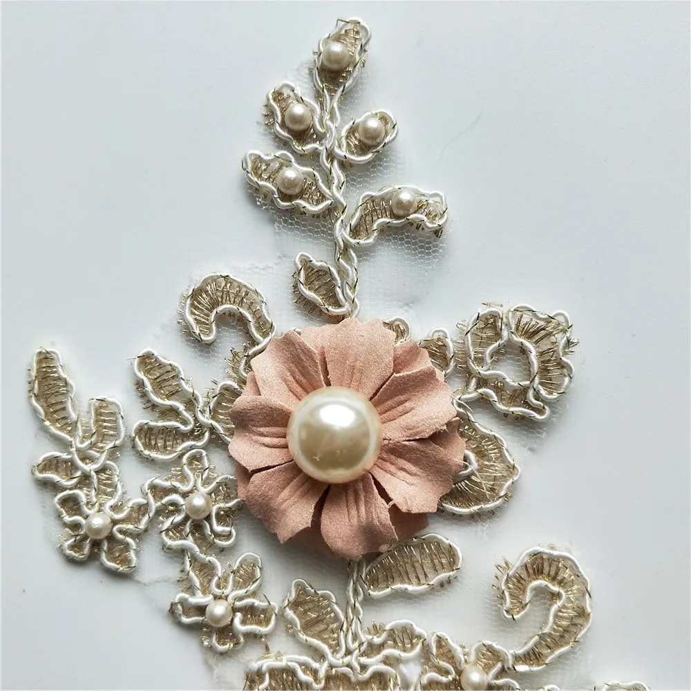 Цветочная вышивка ручной работы кружевное украшение 3D Трехмерная аппликация