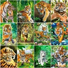 5DIY квадратнаякруглая алмазная живопись тигр разы картины Алмазная вышивка Животные вышивка крестиком Мозаика Искусство украшение дома