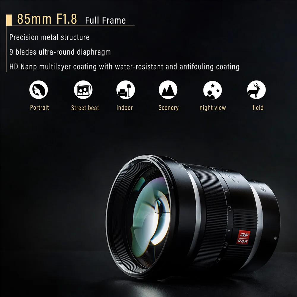 VILTROX 85 мм f/1 8 Полнокадровый ручной объектив с фиксированным фокусом F1.8 для камеры