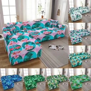 tropical leaf sofa slipcover elastic sofa cover for living room sectional corner sofa cover stretch chair couch cover 1 4 seater free global shipping